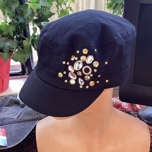 Scala Black Cap with Gold and Silver Accents